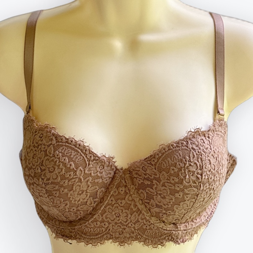 Lacy Floral Feminine Romantic Fairycore aerie Real Power Balconette Bra ~ 34D